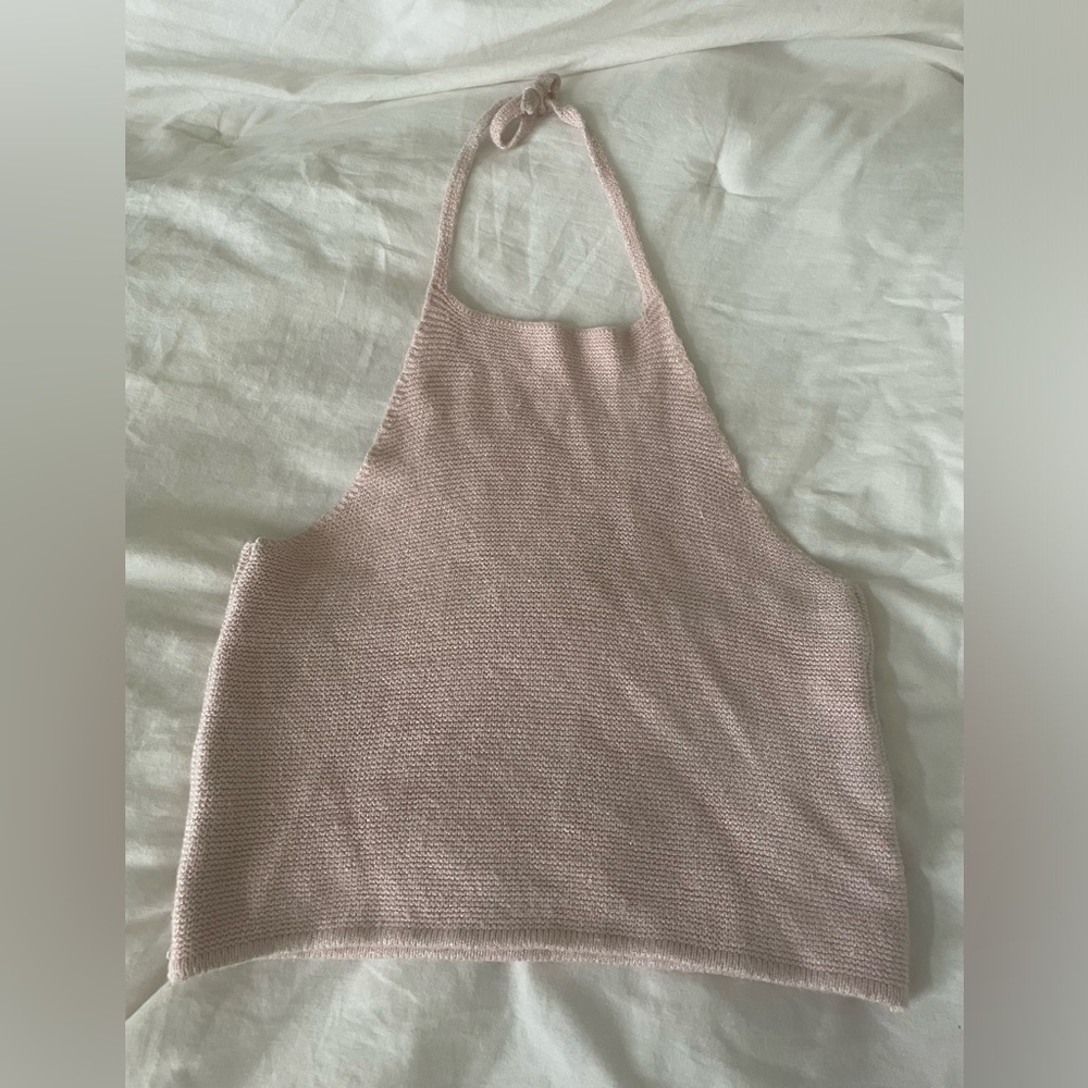 Adorable knitted pink halter top